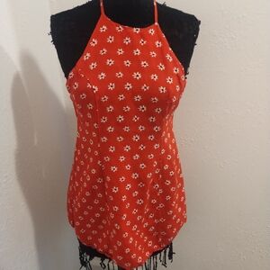 Zara Red Floral Halter Top